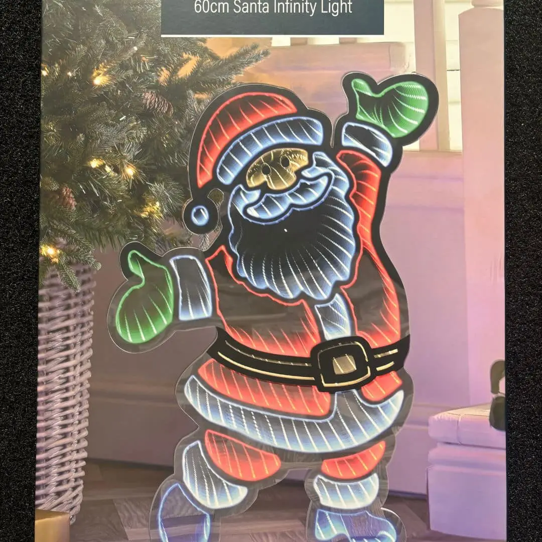 Infinity Lights - Standing santa on wooden log with 387 LED Christmas lights - Christmasland Ireland for sale