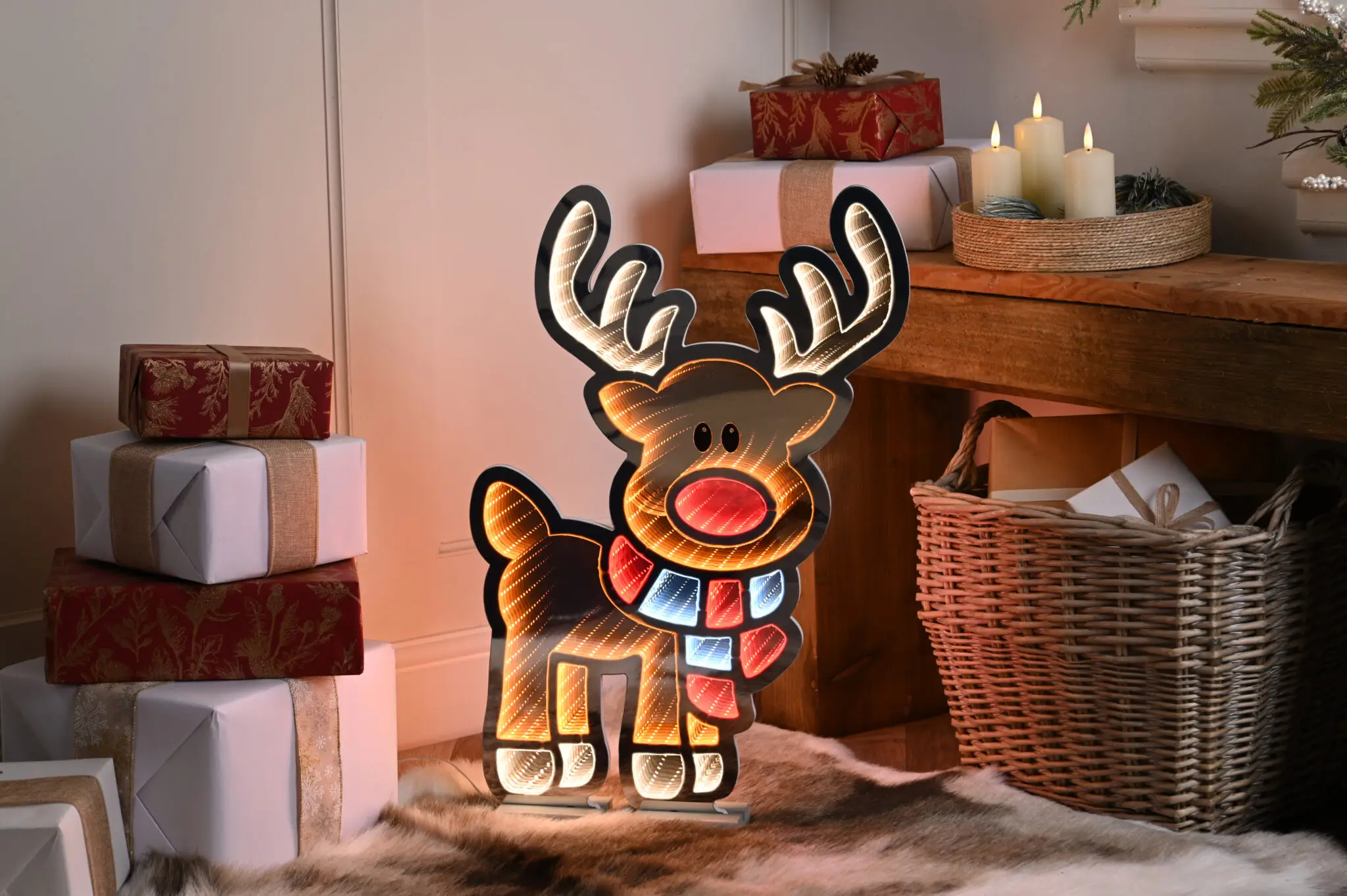 Buy 120cm Cute Reindeer Infinity LED lights - Christmas Window decoration From Christmasland.ie Dublin