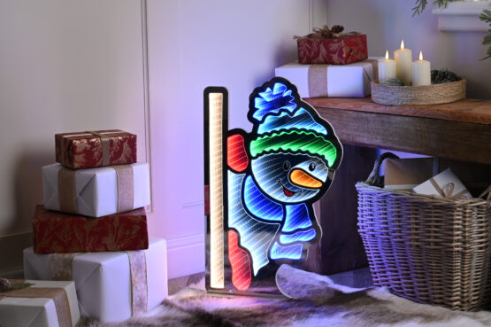 Buy Festive outdoor Christmas lights from Best Christmas shop in Dublin. Waving Snowman with blue Scarf for sale in Ireland
