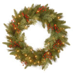 Buy 24inch Classical Collection Wreath with Berries and Cedar Leaves & 50WW LED from Christmasland in dublin, ireland