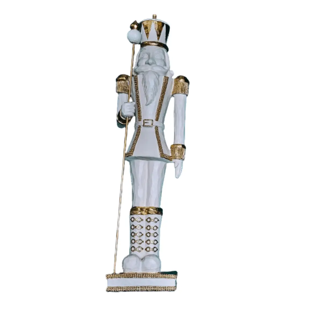 The 90cm White and Gold Magnesia Nutcracker is the ideal addition to your Christmas decorations
