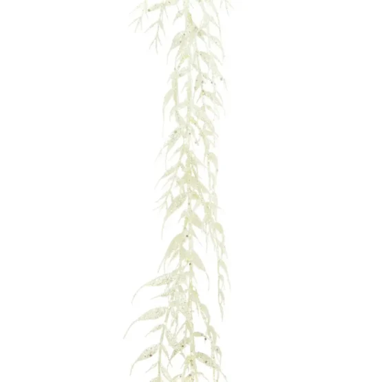 Buy Glittery White Leaf Garland 180cm - Christmas Garlands for Sale this festive time in Christmasland