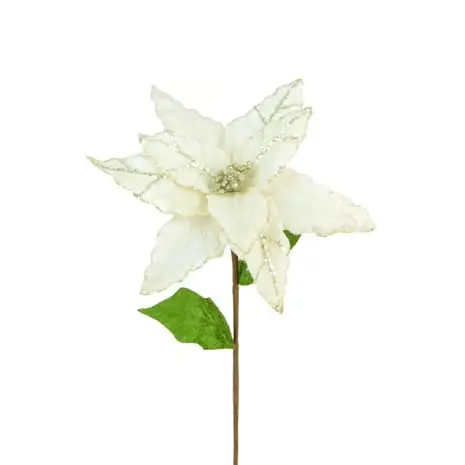 Luxury White Velvet Poinsettia - Christmas Decorations For Sale Dublin