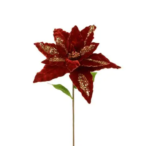 Luxury Red Velvet Giant Poinsettia - Christmas Decorations For Sale Dublin