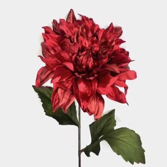 56cm Red Luxurious Dahlia flower spray on stem for sale from Christmasland- Ireland best christmas shop. Trusted from 15 years