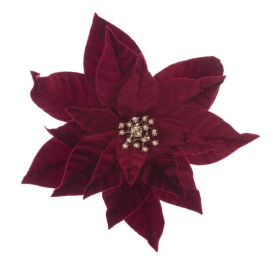 31cm Velvet Poinsettia Clip