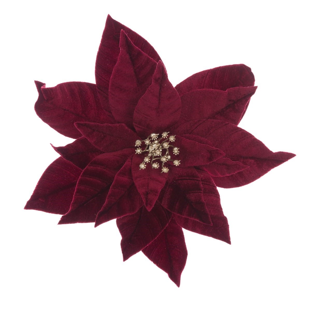 31cm Velvet Poinsettia Clip