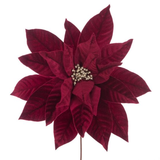 45cm Velvet Poinsettia Stem