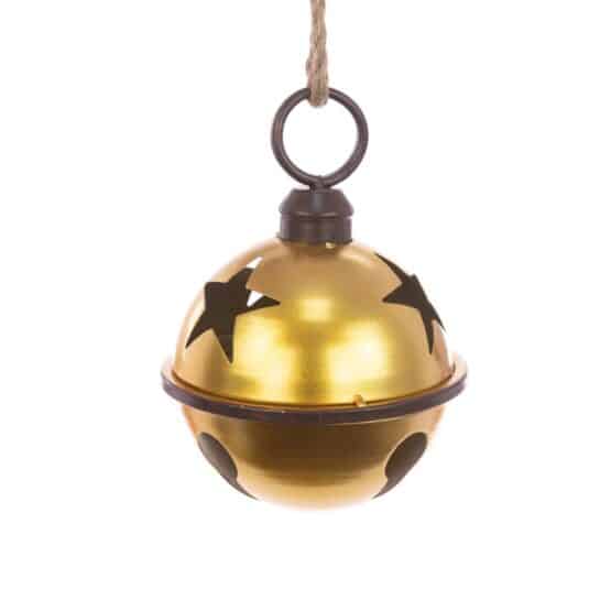 Merry Christmas 25cm jingle metal bells in gold paint with star decoration. Shop now from Christmasland.ie
