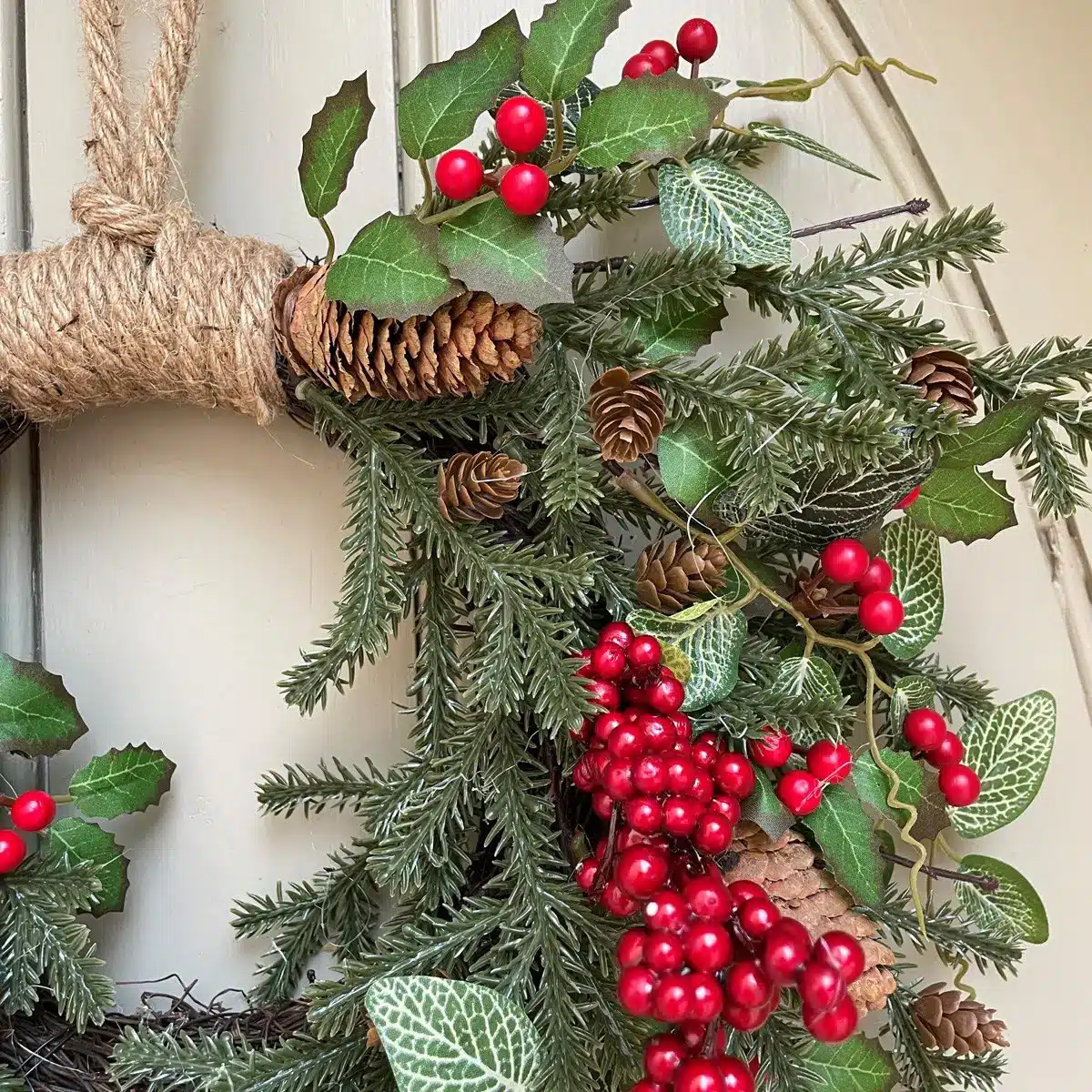 40cm Faux Oakham Jute Wreath Medium Christmas Wreaths for sale Dublin