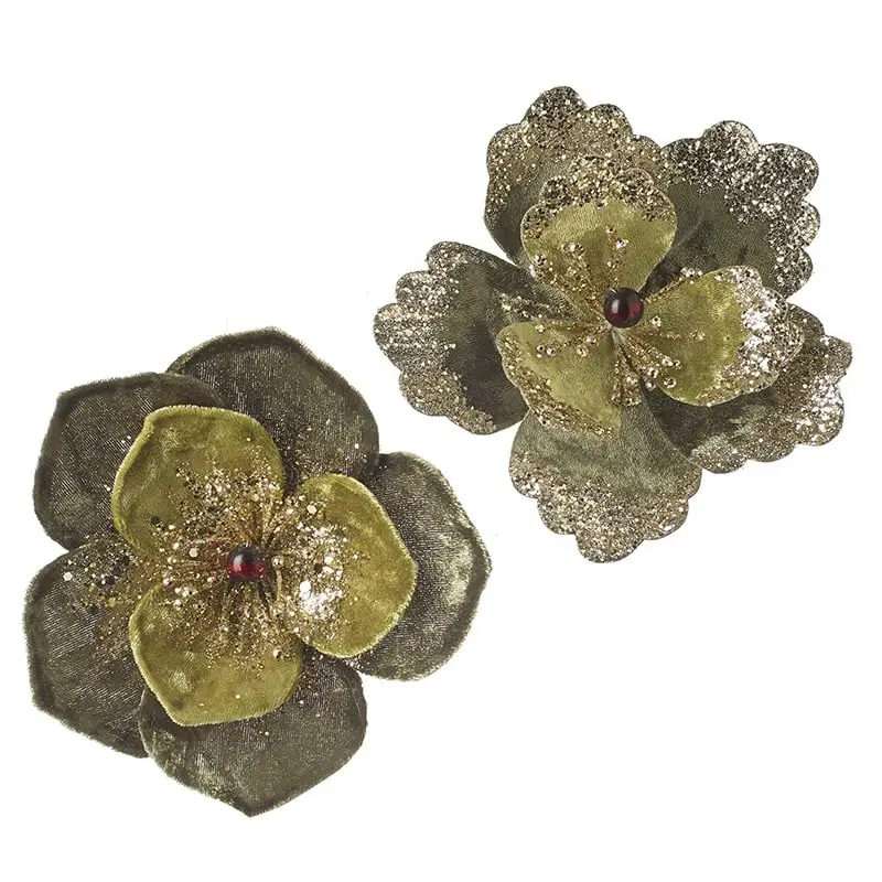 Green Poinsettia Flower on Clip - Christmas Decorations For Sale Dublin