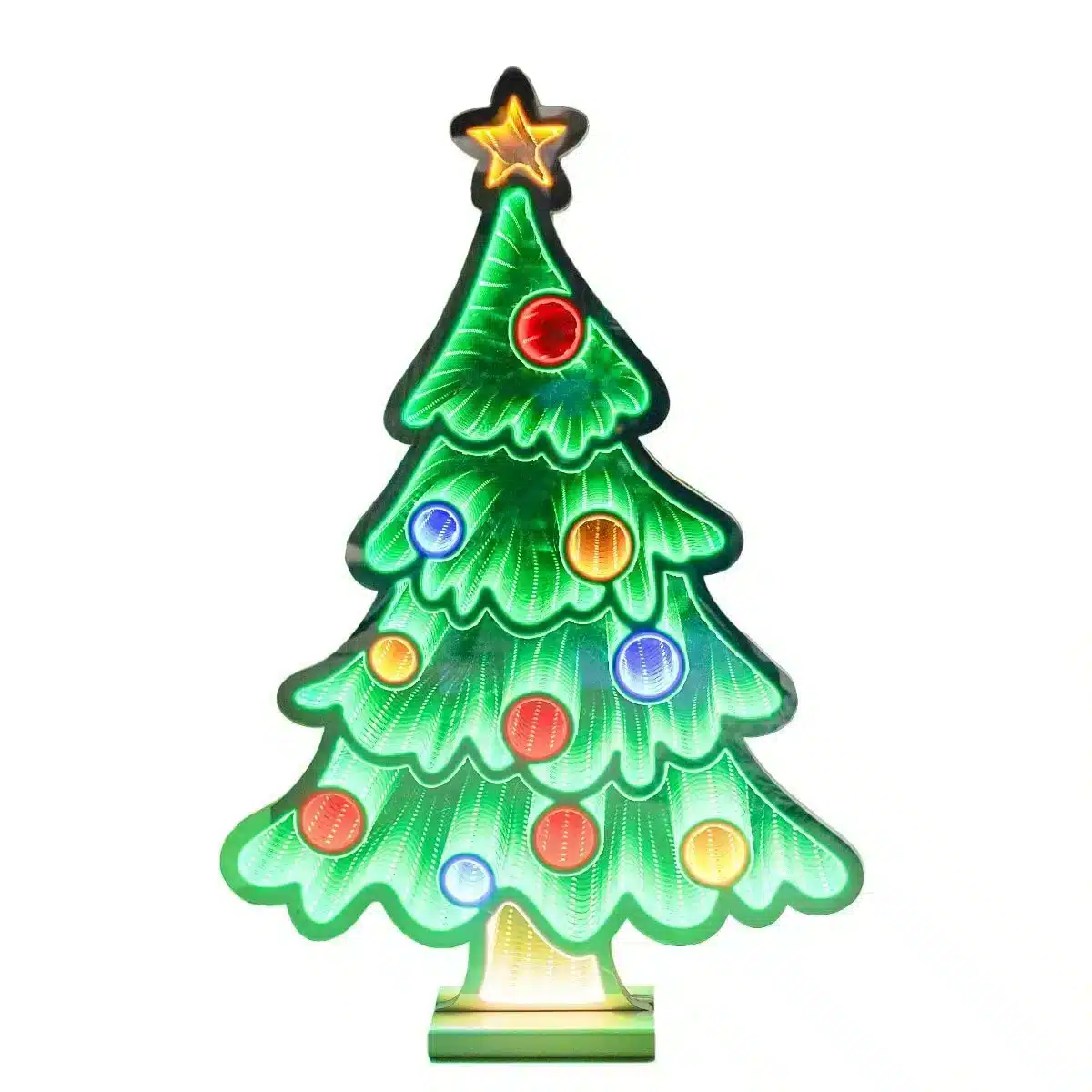 Infinity Lights - Christmas tree figure on wooden log with 387 LED Christmas lights - Christmasland Ireland