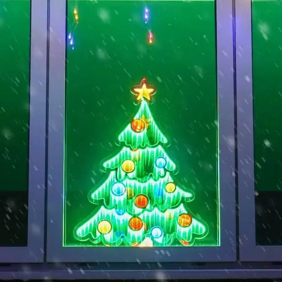 Infinity Lights - Christmas tree figure on wooden log with 387 LED Christmas lights - Christmasland Ireland