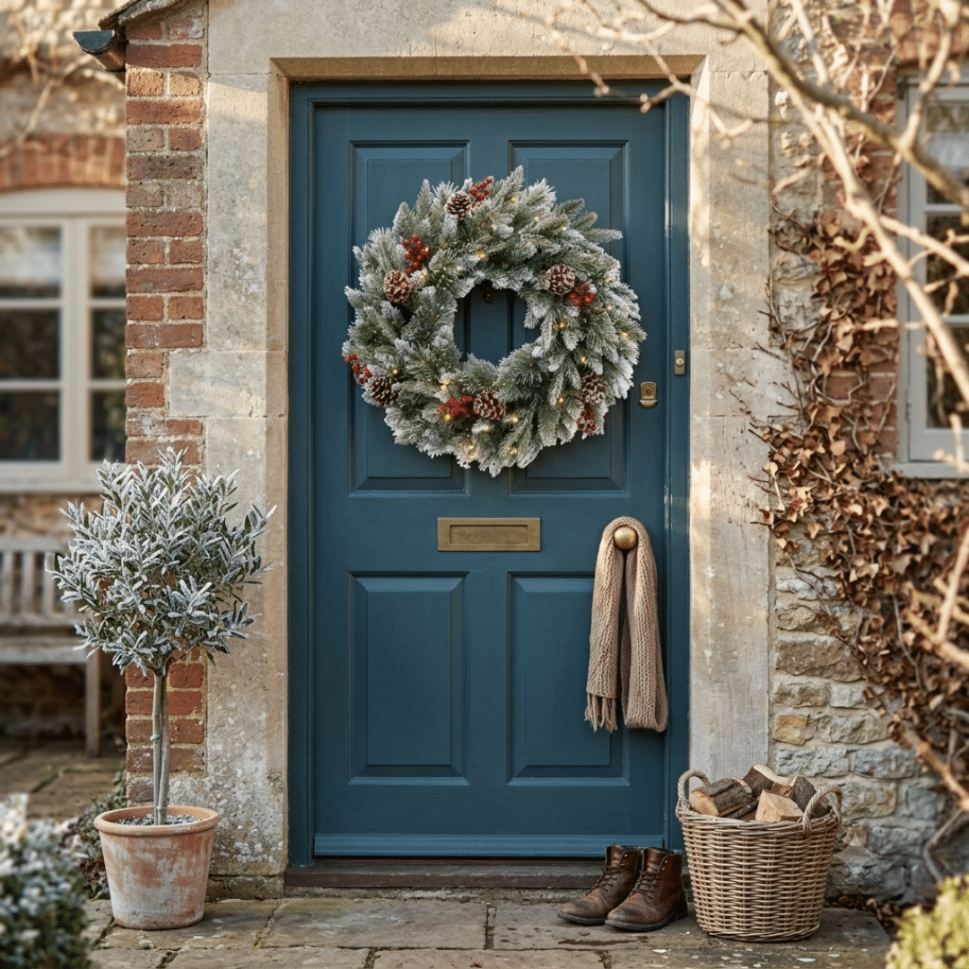 24 inch pre-lit cransworth fir wreath lifestyle image