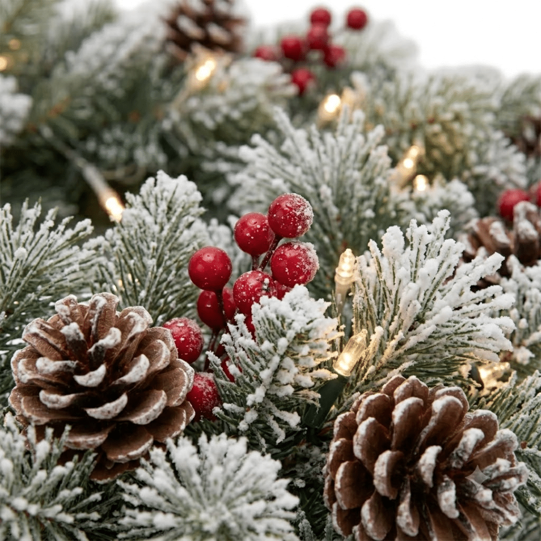 24 inch Pre-Lit Cransworth Fir Wreath with 50 WW LEDs - Image 2