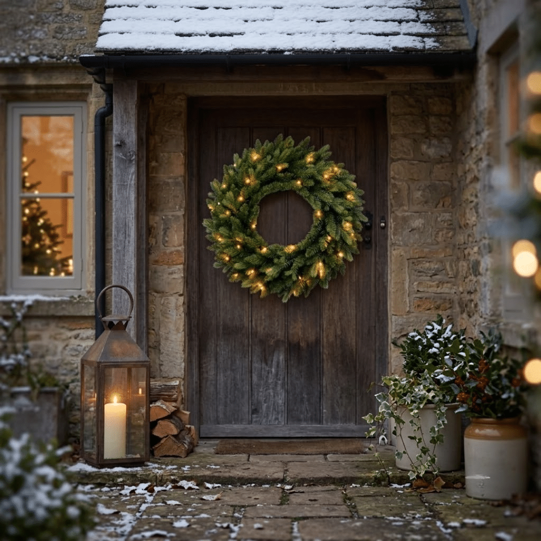 36 inch Pre-Lit Belmont Green Wreath lifestyle image