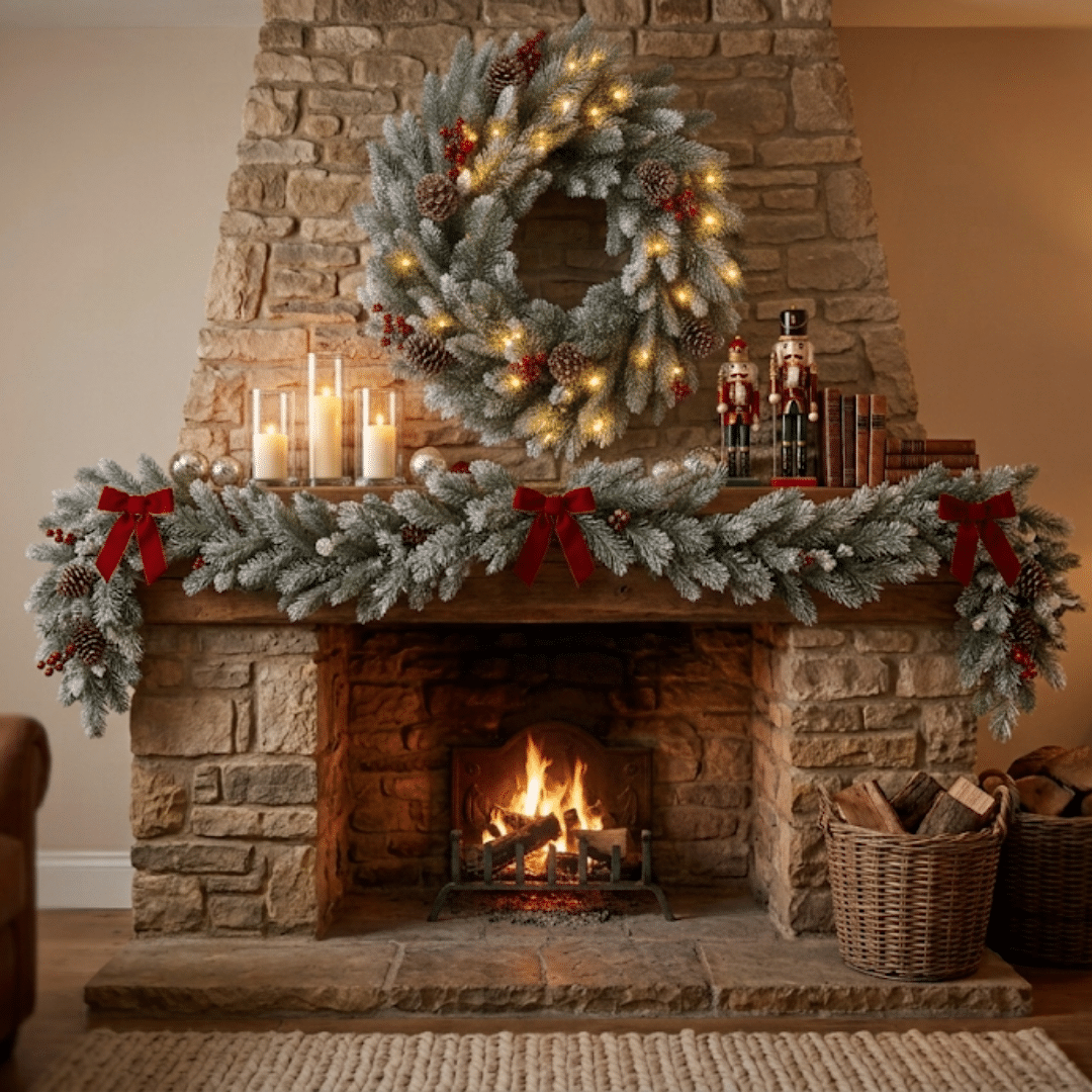36 inch pre-lit cransworth fir wreath lifestyle image