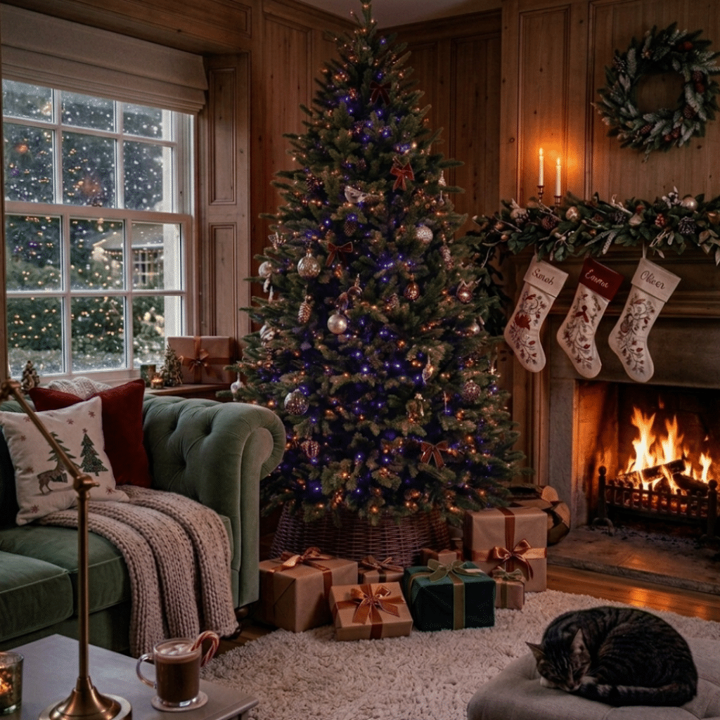 7.5ft Pre-Lit Belmont Green Artificial Christmas Tree lifestyle image