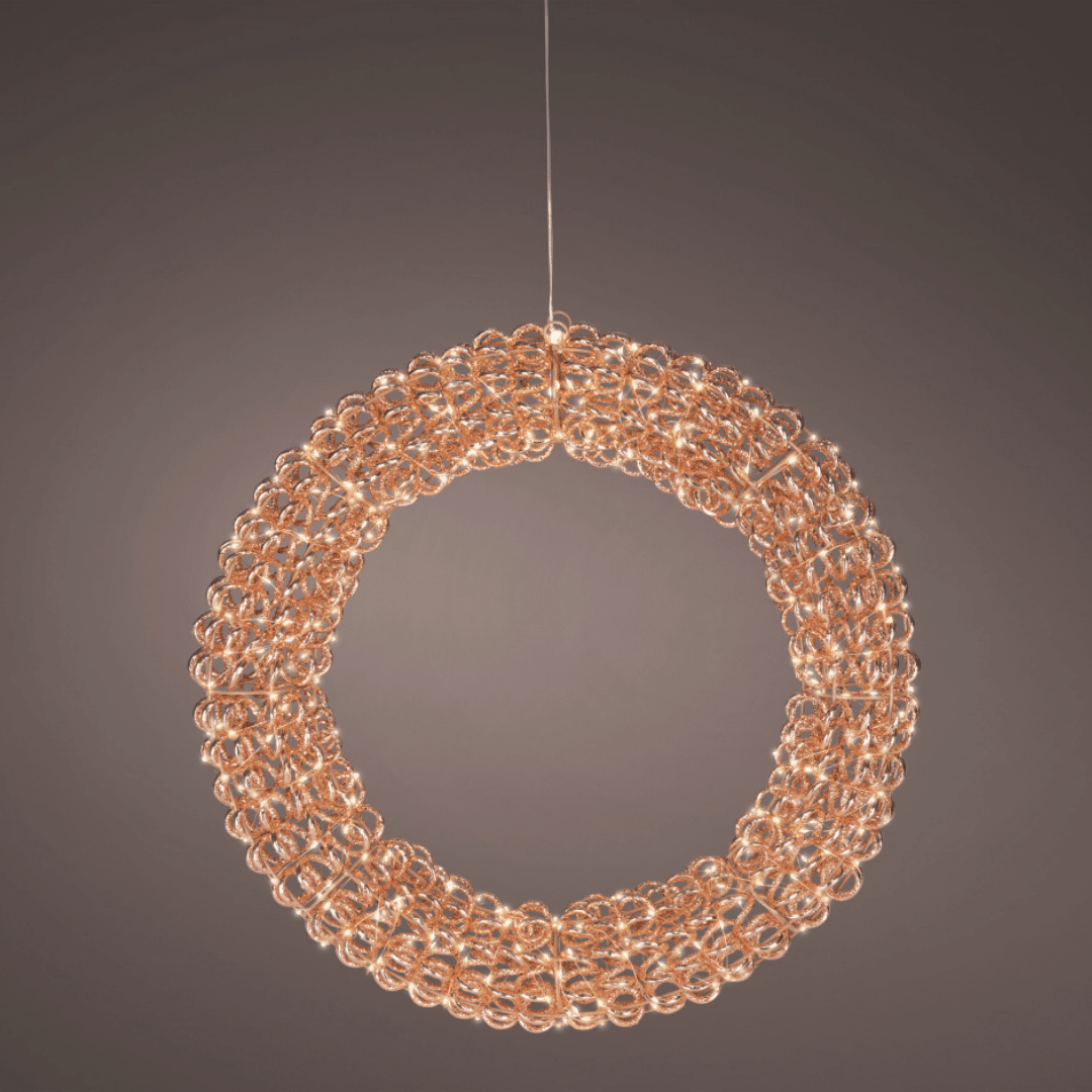 58cm Rose Gold Micro LED Wreath for sale in Ireland