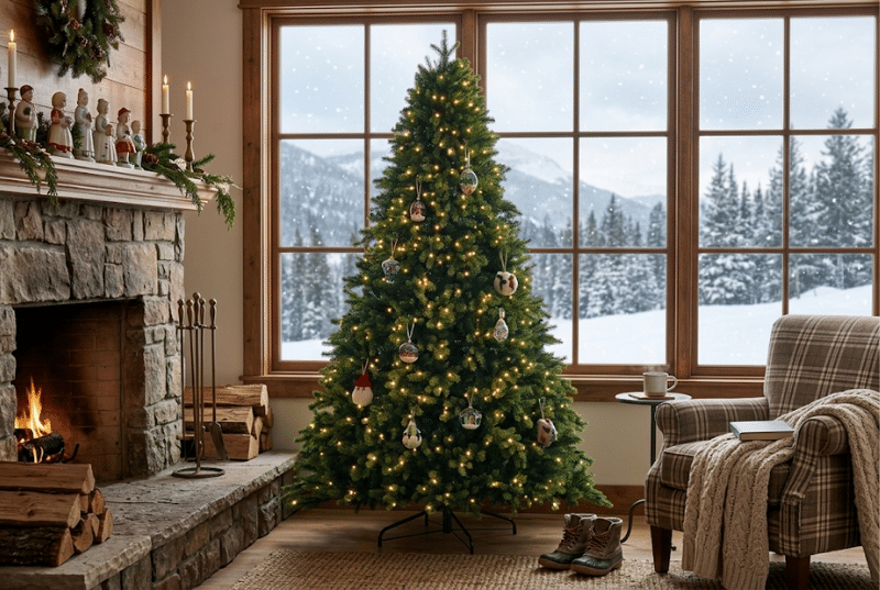 7.5ft Pre-Lit Alpach Fir Artificial Christmas Tree for sale
