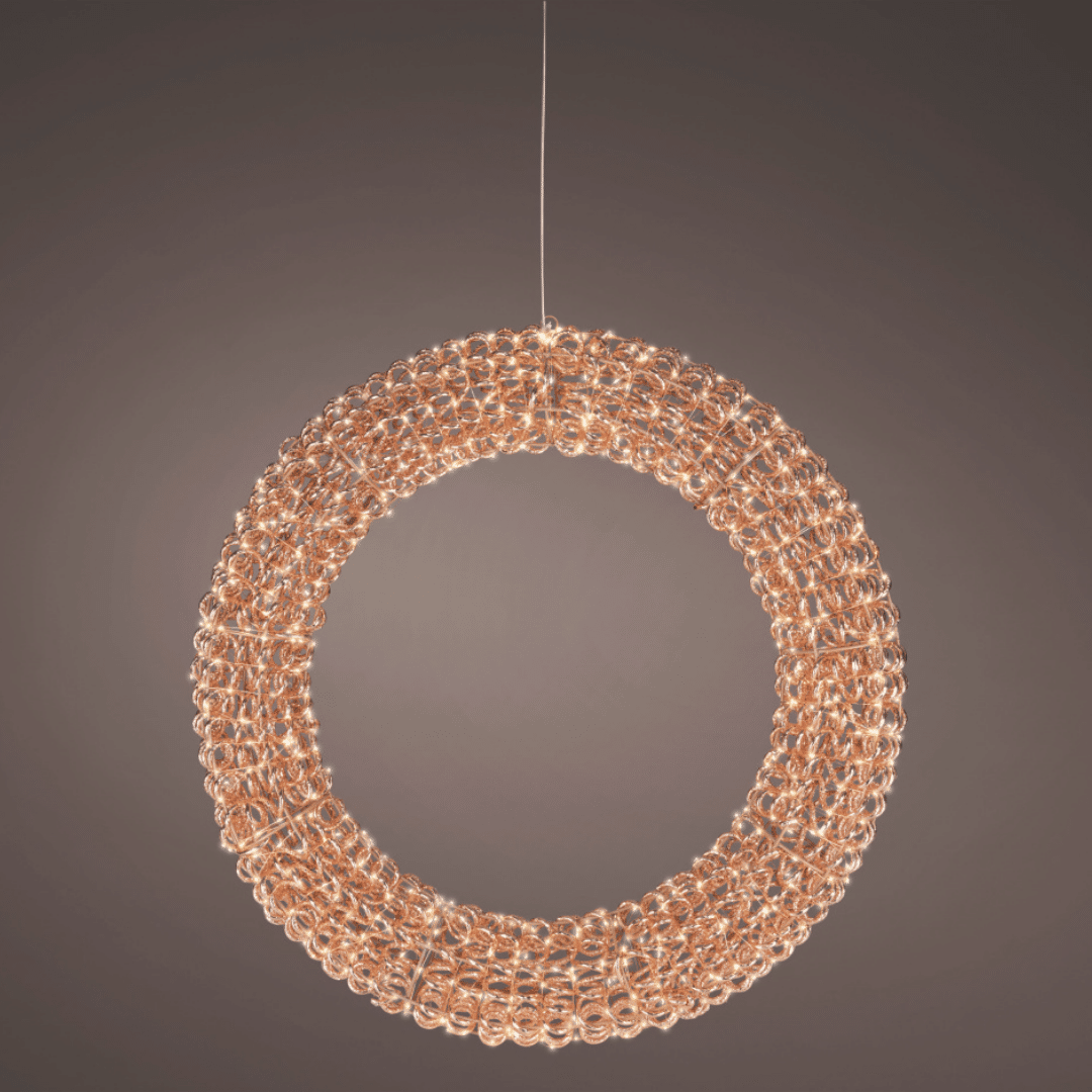 78cm Rose Gold Micro LED Wreath for sale