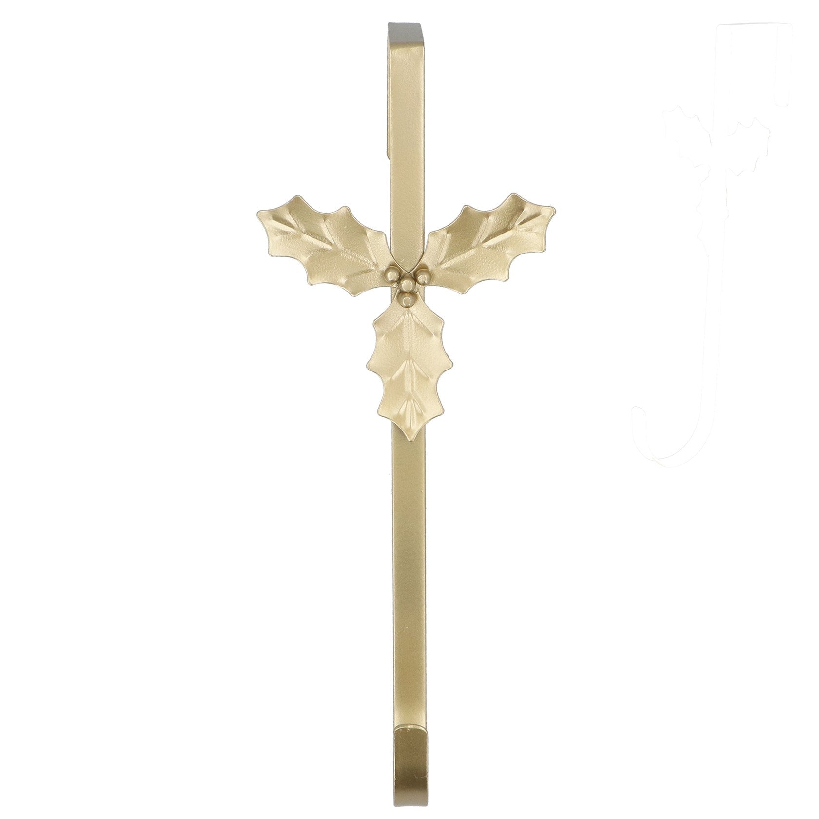 Gold Metal Wreath Holder with Holly