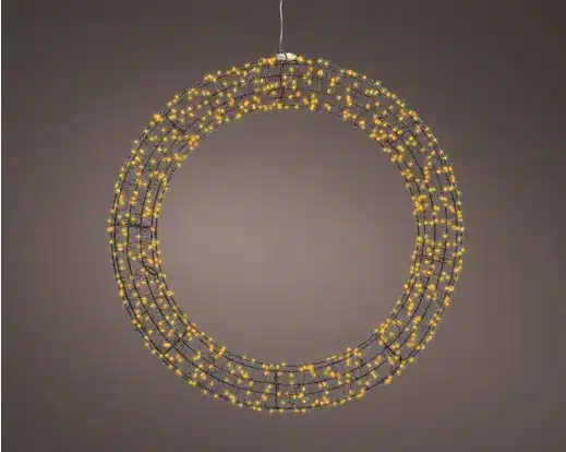 58cm Black Micro LED Outdoor Wreath - Image 2