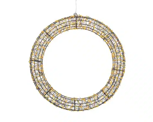 58cm Black Micro LED Outdoor Wreath