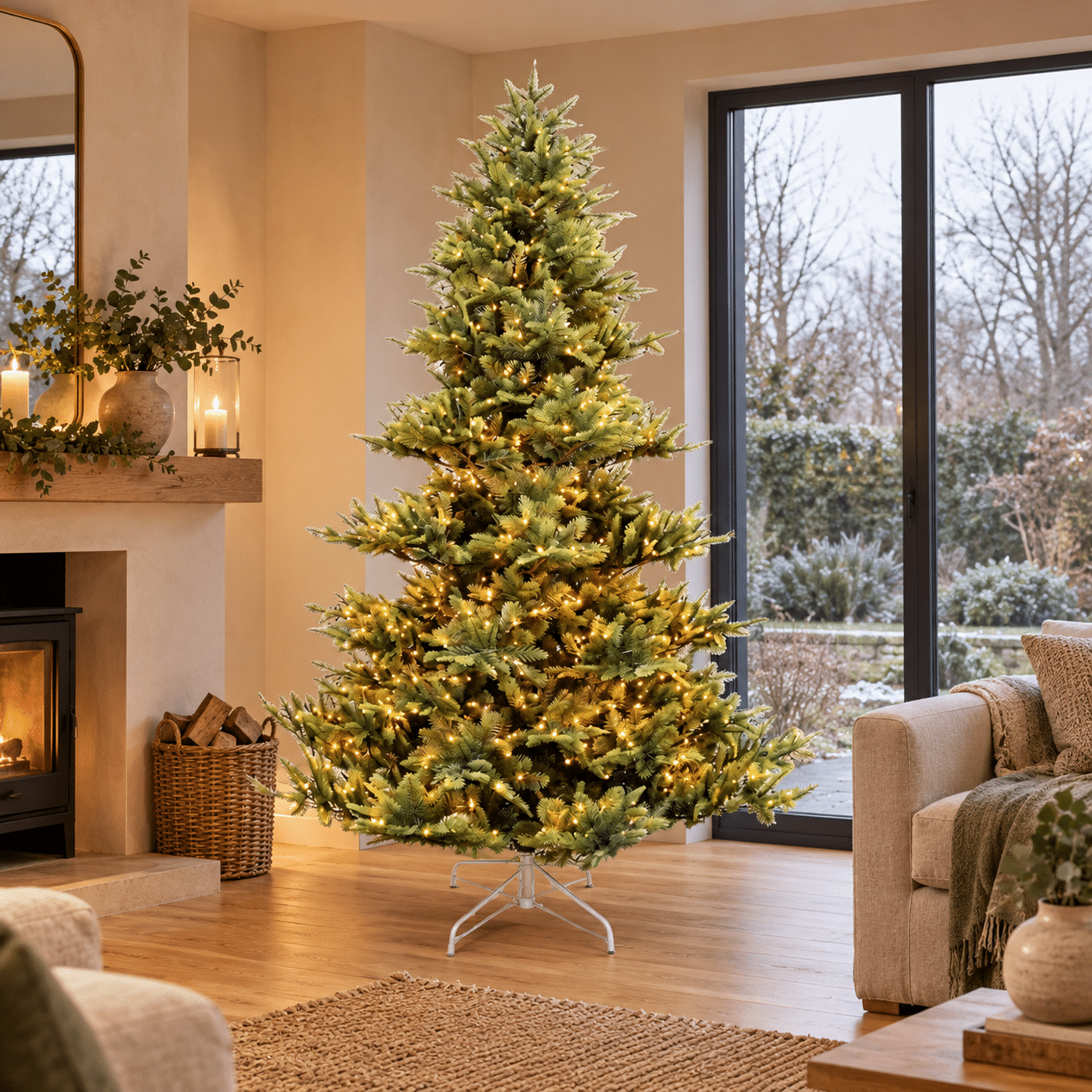 7.5ft Puleo Pre-Lit Iowa Narrow Artificial Christmas Tree