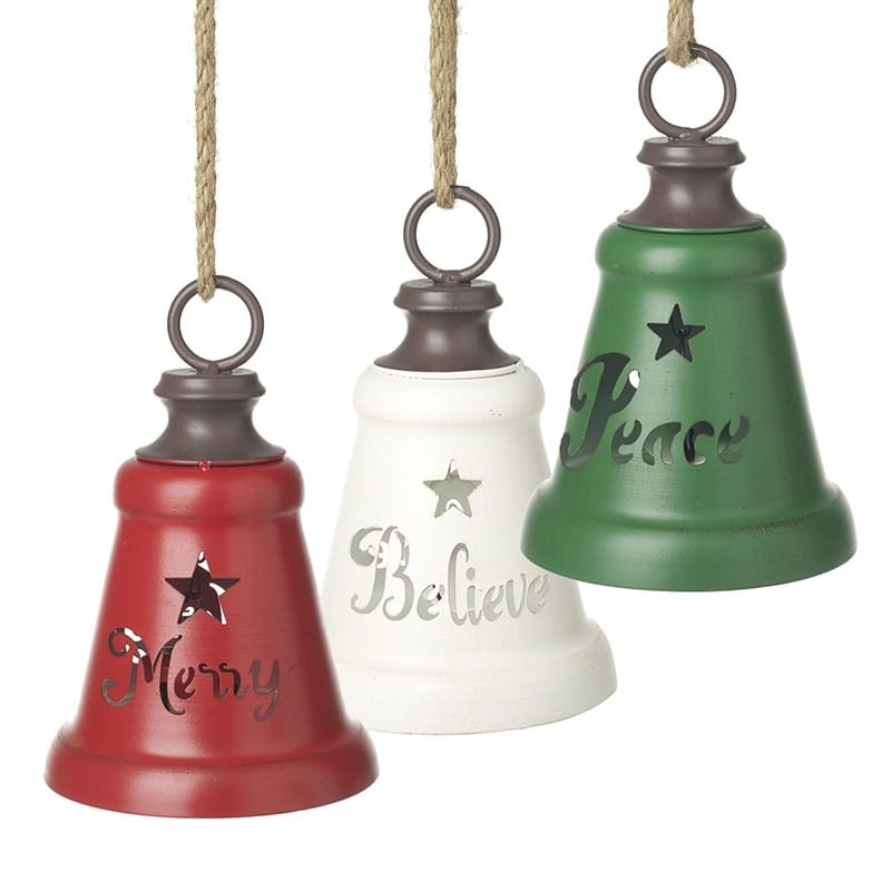 Red, Green & White Hanging Bells – Assorted Colours