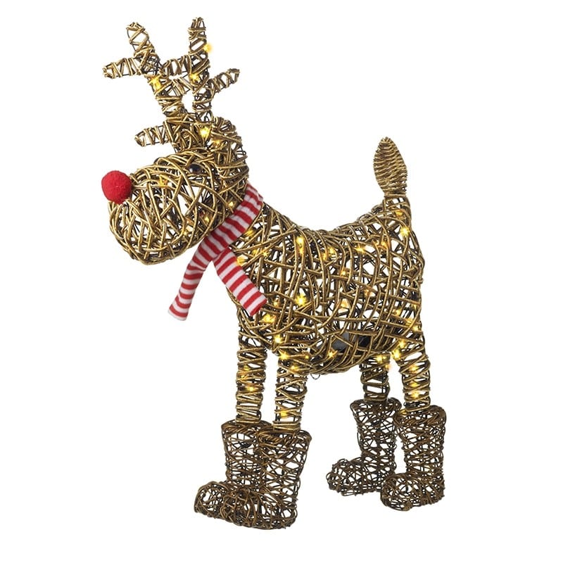 Light-Up Rattan Reindeer in Boots