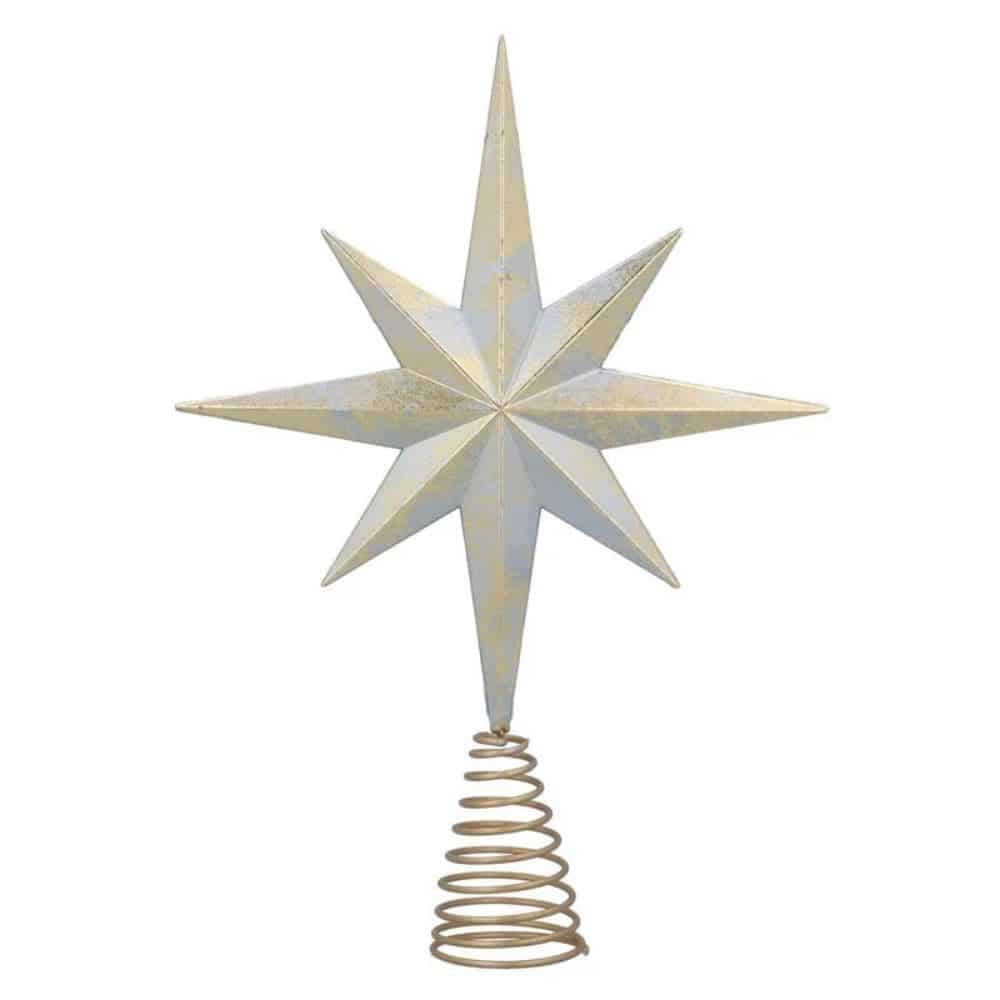 Antiqued Gold Acrylic 8-Point Tree Top Star