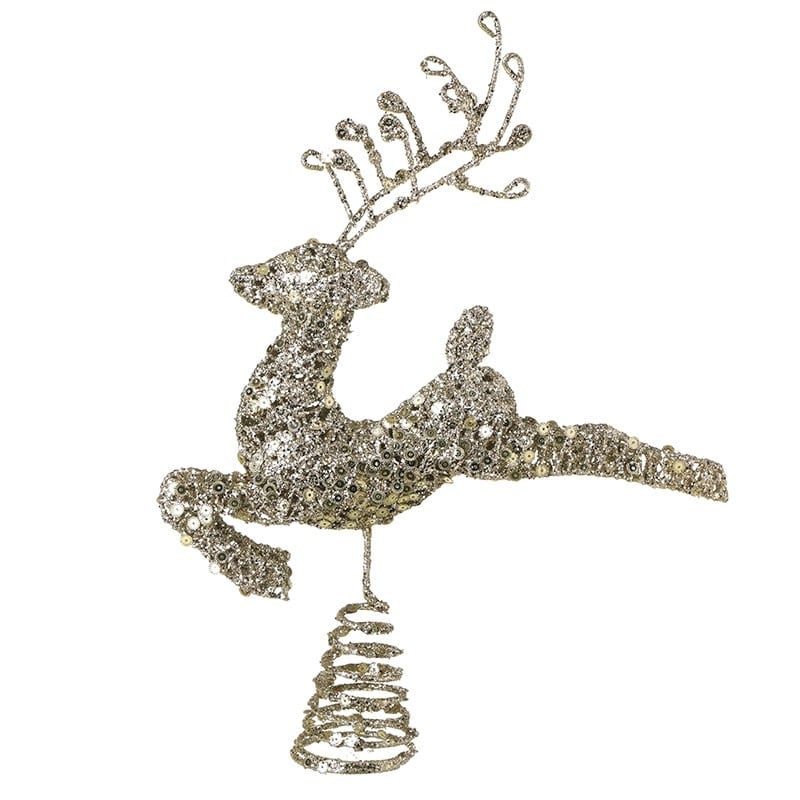 Gold Leaping Deer Tree Topper