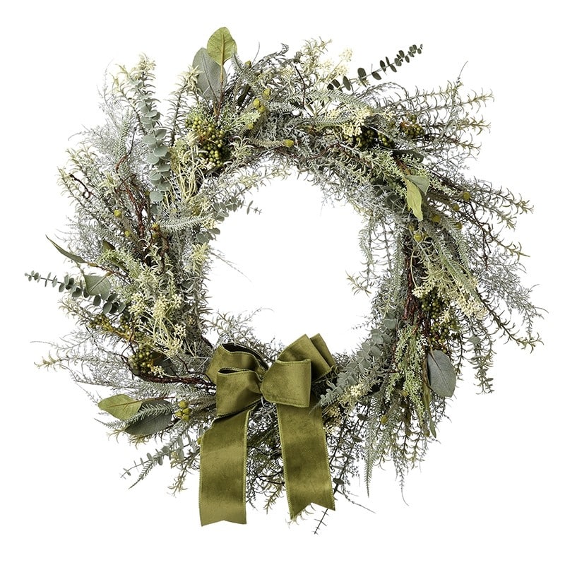 Leaves & Ribbon Christmas Wreath