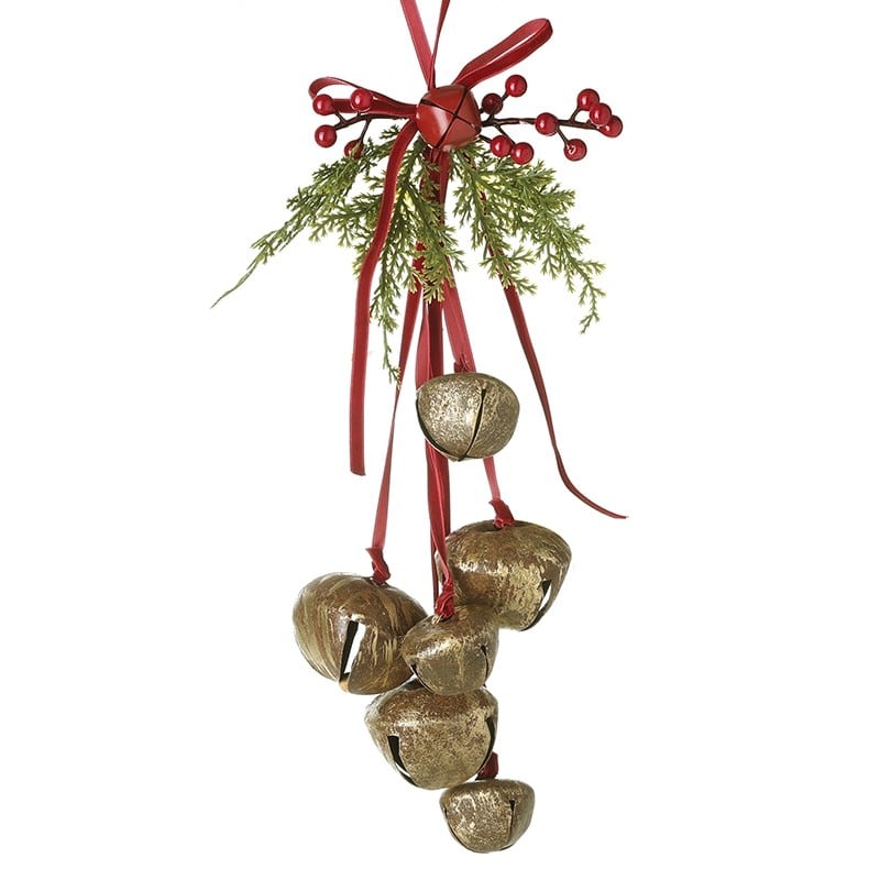 Christmas Bells with Red Ribbon Hanger