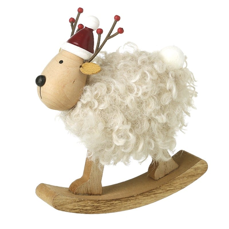 Rocking Sheep in Santa Hat