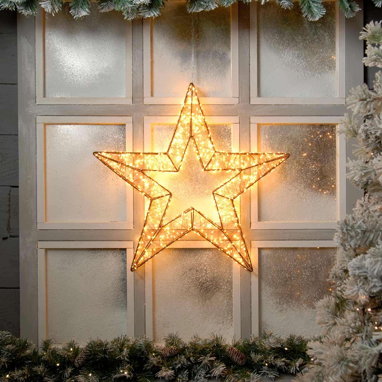 56cm Lit Dewdrop Star – Warm White - Image 2
